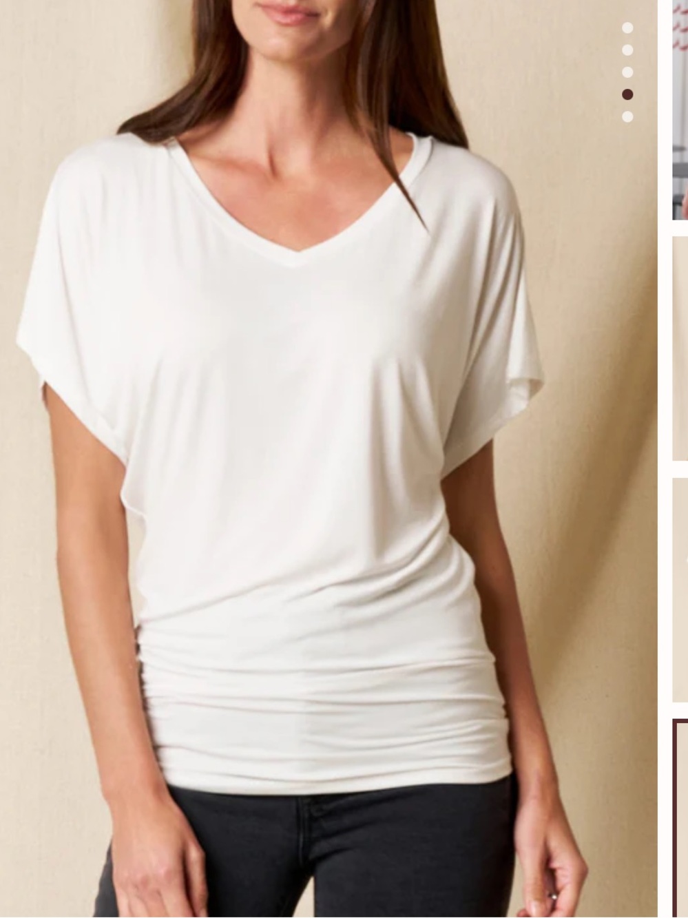Sivana Bamboo Luxe White V-Neck Draped Women's Top